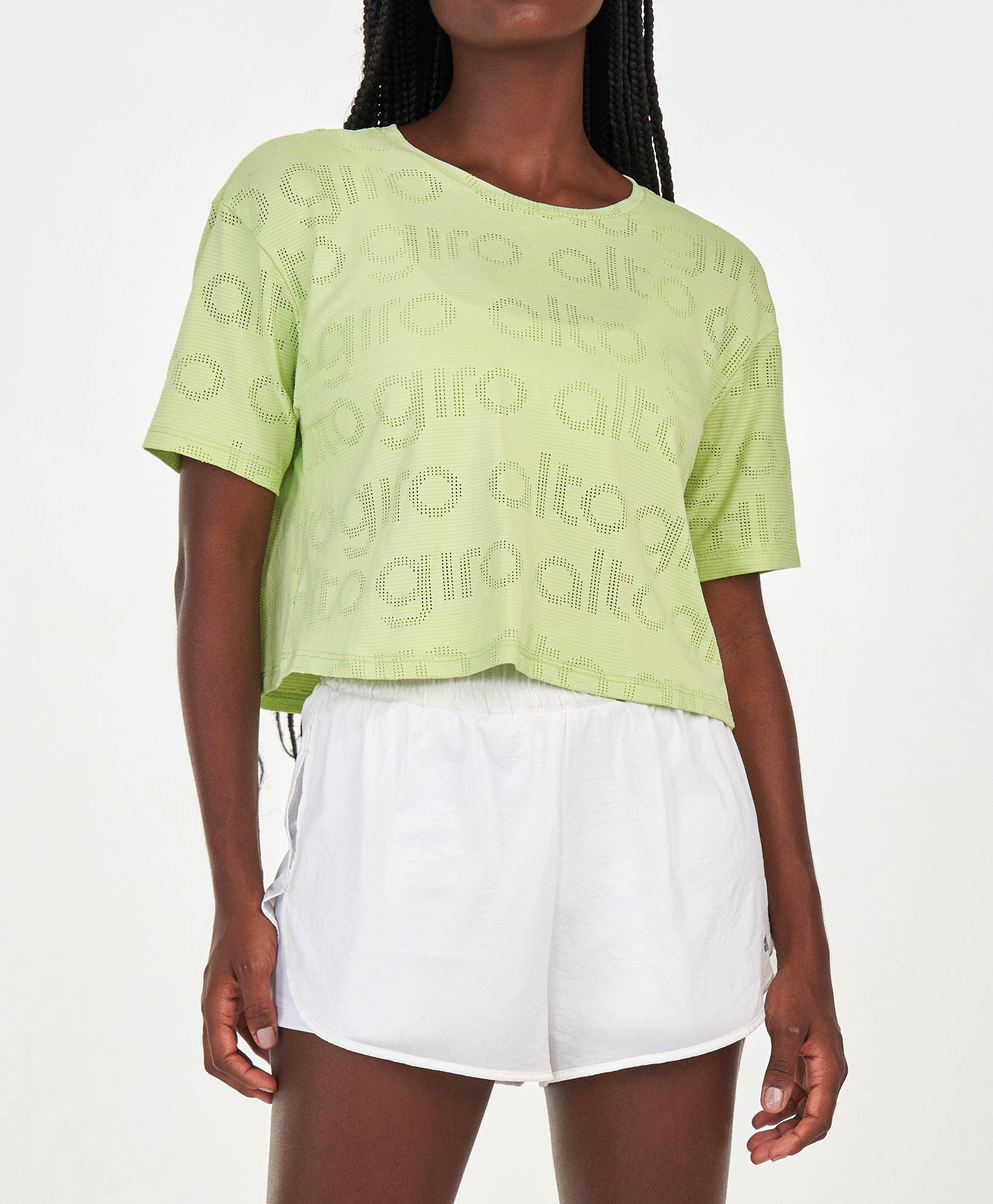 T-SHIRT CROPPED MESH ALTO GIRO