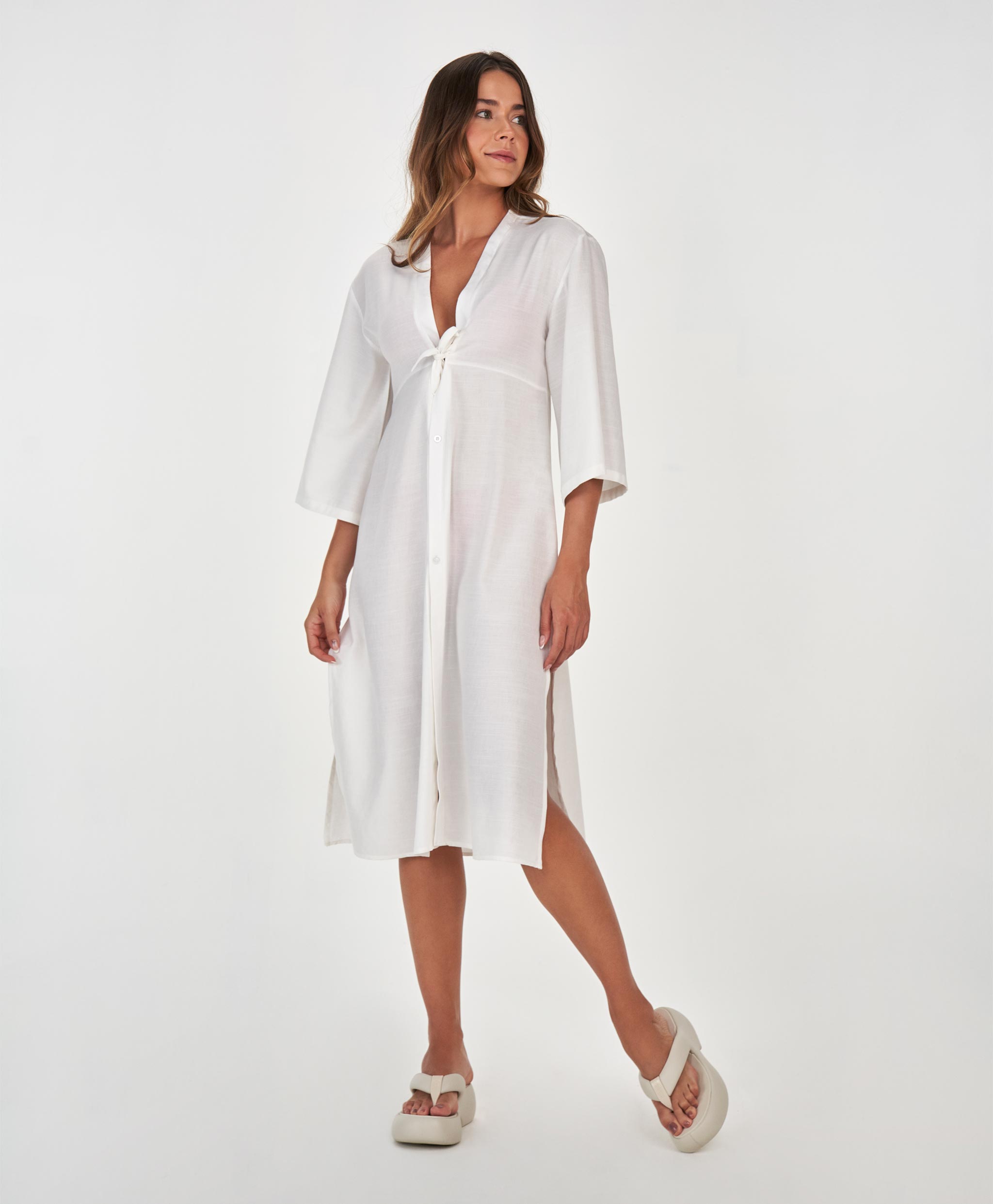 QUIMONO MIDI COM AMARRACAO E BOTAO